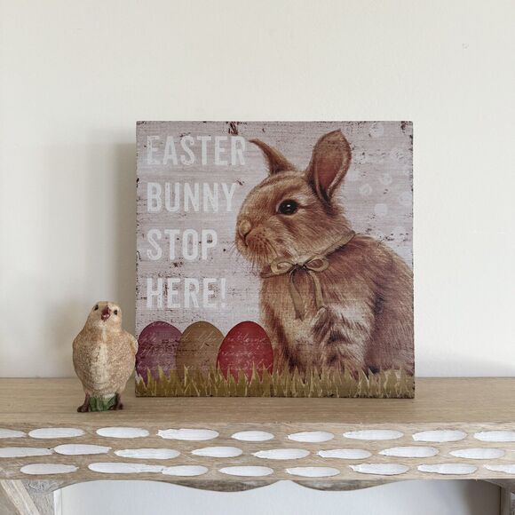 Easter Bunny Stop Here Sign Easter and Spring Home Decor - Picture 4 of 4